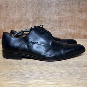 Finsbury Montana Apron Toe Oxford Men Size 11.5 Black Leather Welted Low Shoes